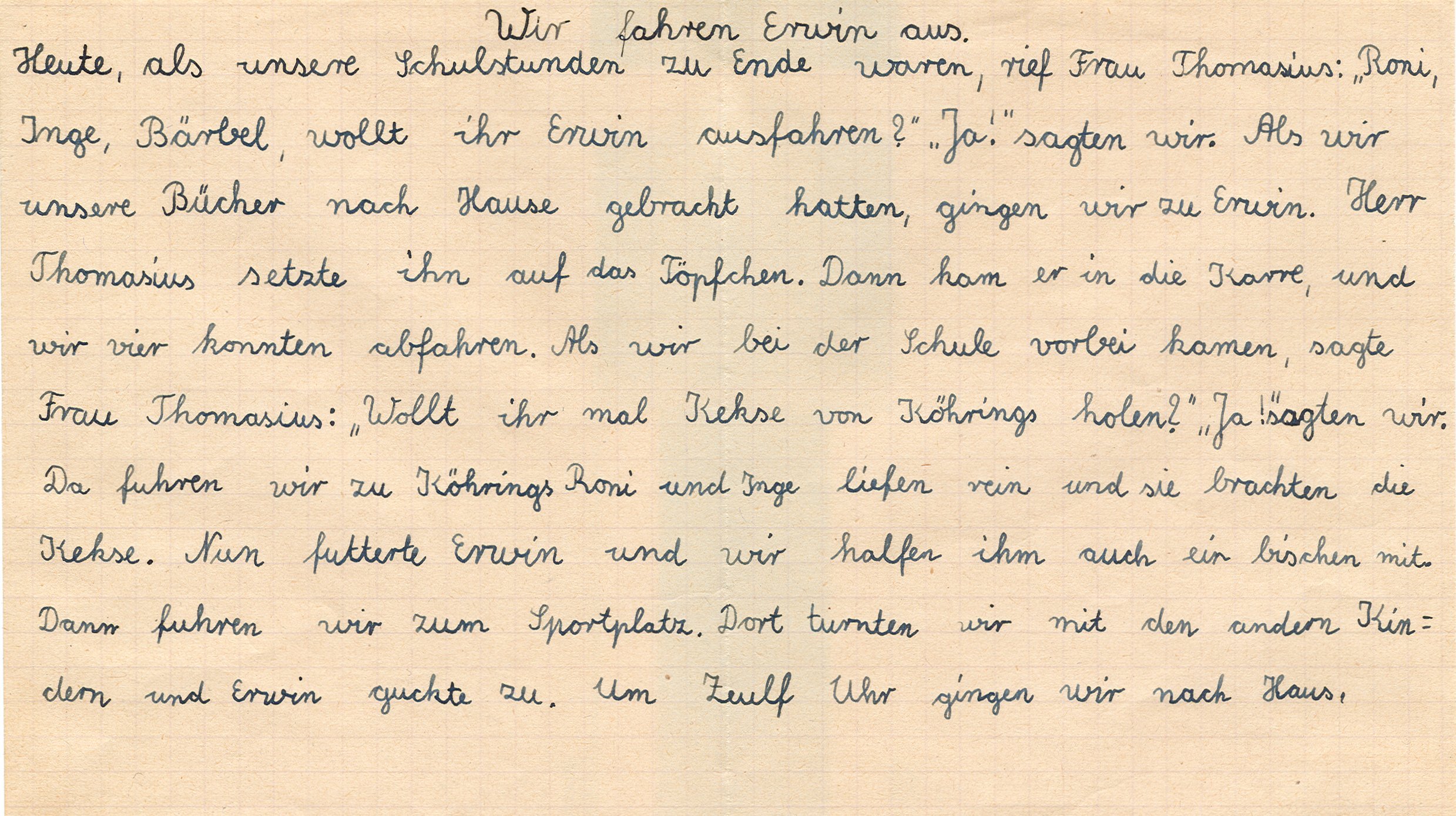 Eingescannt: Ein Schulaufsatz aus dem Jahre 1954 aus Angerstein.