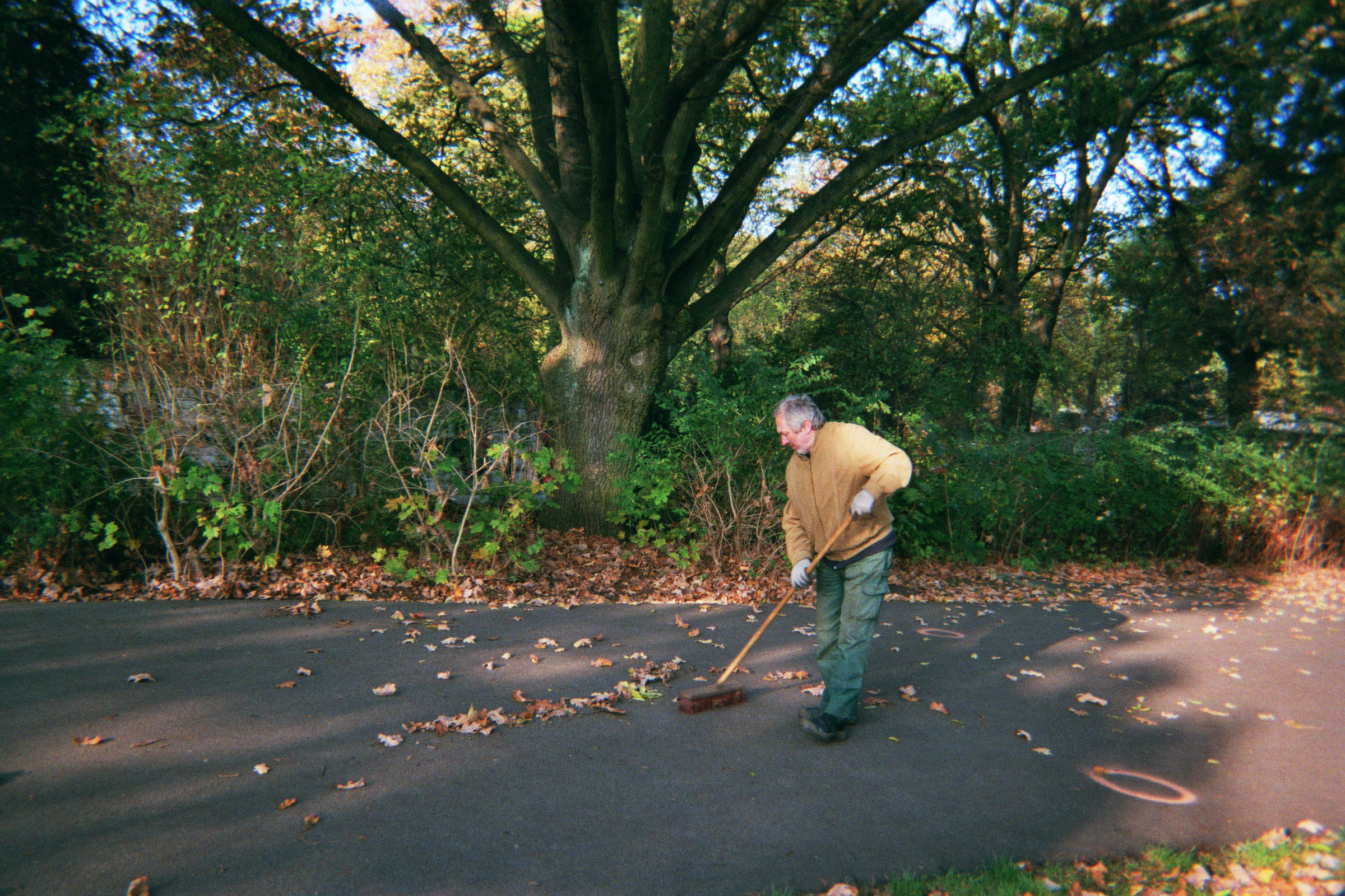 Farbfoto: Mein Kollege Bernd Partenheimer im Oktober des Jahres 2014 im Park Thomashöhe im Bezirk Neukölln in Berlin. Foto: Erwin Thomasius.